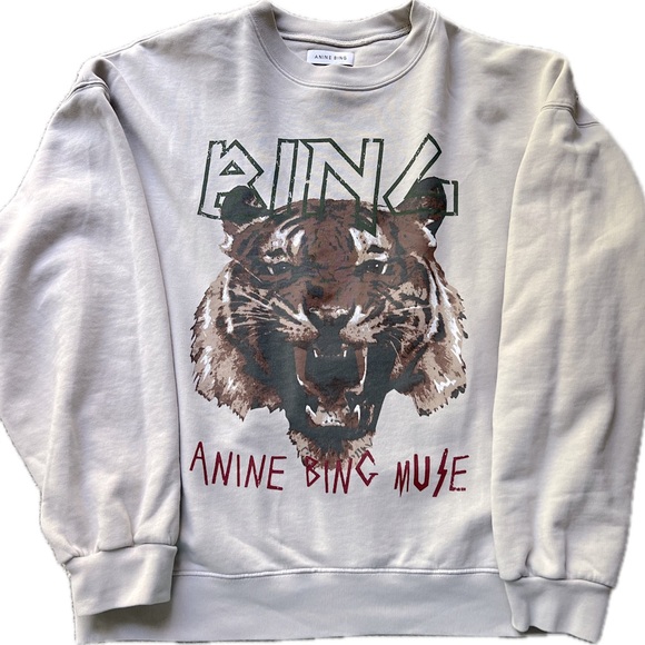 Anine Bing Tiger Sweatshirt Stone - Picture 1 of 5